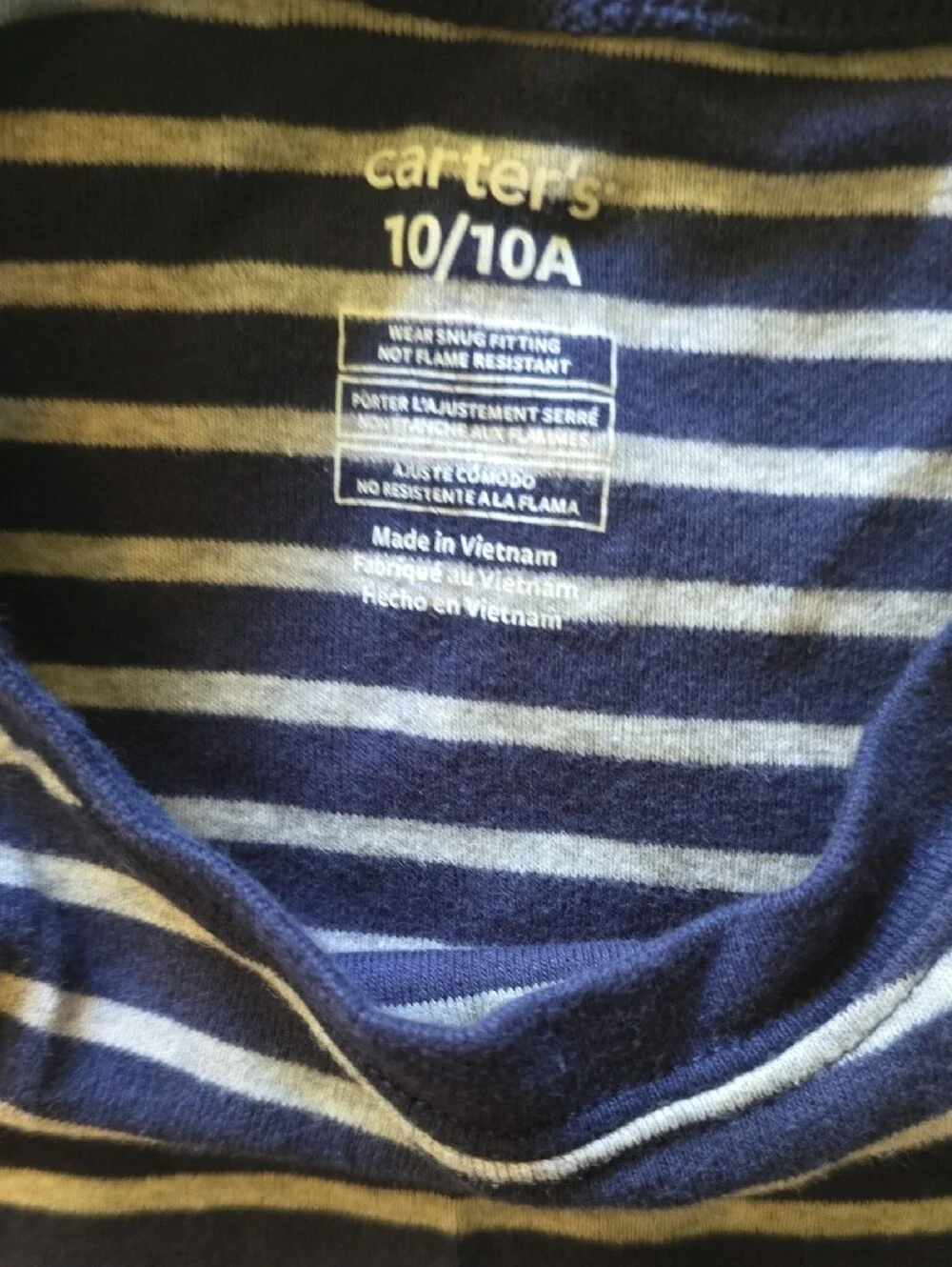 GUC- Carter's Navy and Gray  Striped Long-Sleeve Pajama Set, Size 10
